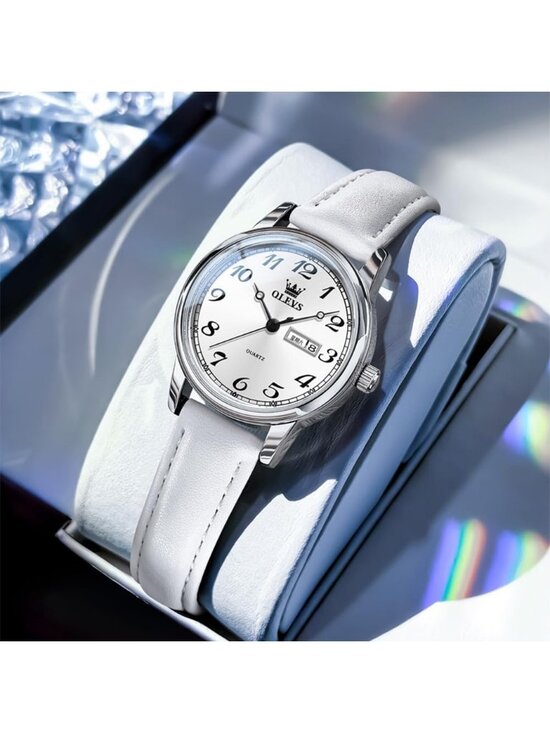 Olevs Women\'s White Vintage Leather Waterproof Reloj Mujer Quartz Luxury Watch main image 4